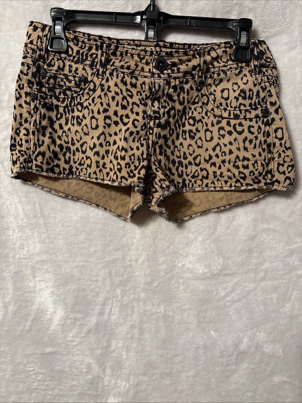 Wallflower Leopard Print Jean Shorts - Tan and Black